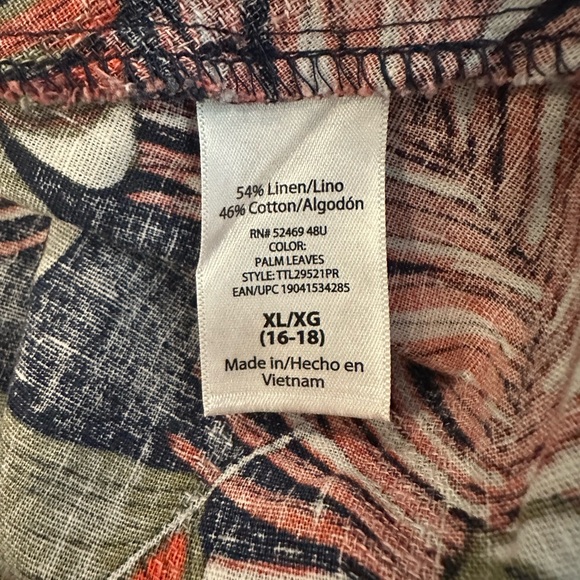Time and Tru linen cotton botanical leaf maxi/midi dress swing style SZ XL - Picture 7 of 7